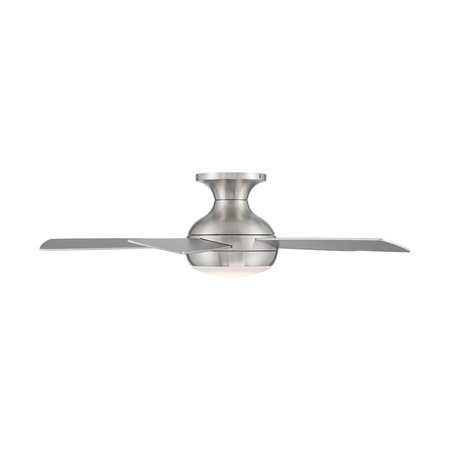 Wac 5-Blade Smart Flush Mount Ceiling Fan 44" Brushed Nickel w/3000K LED Light Kit and Remote Control F-034